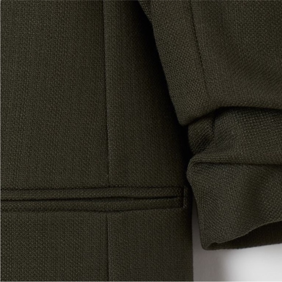 H&M Olive forest green Women's Blazer open jacket M rushed sleeve - Picture 3 of 6